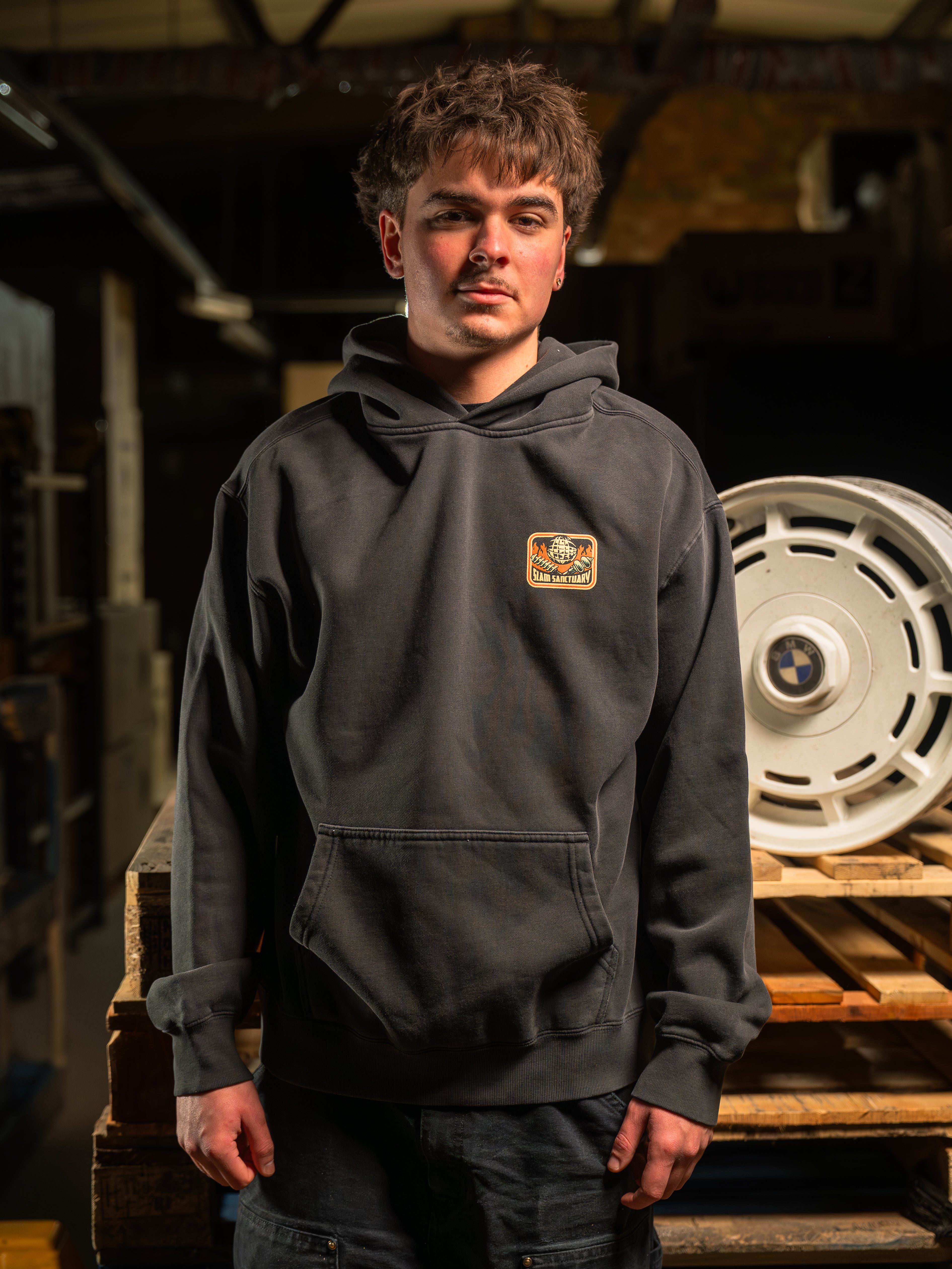 COILED CUSTOMS HOODIE - FADED BLACK