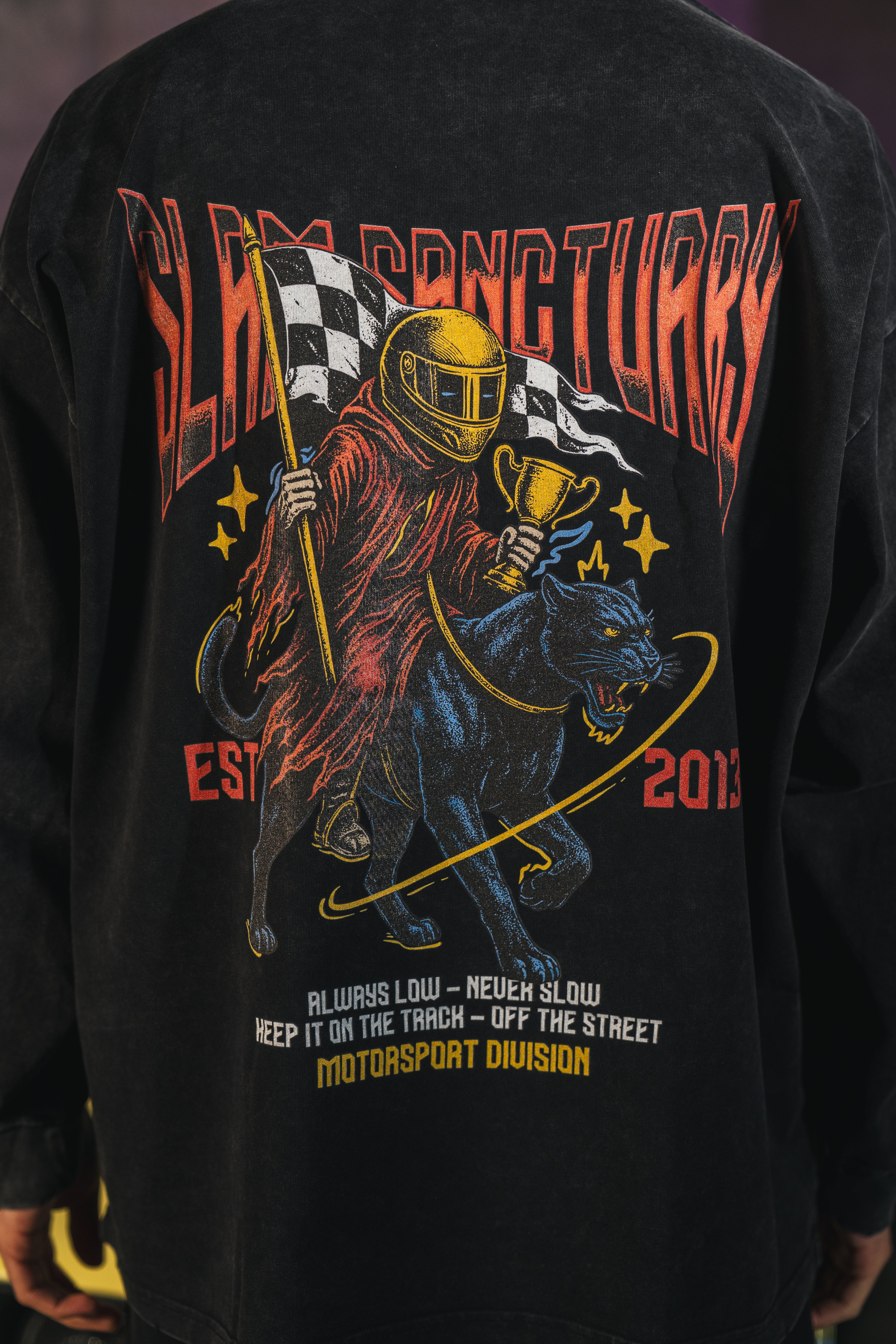 MOTORSPORT LONGSLEEVE T-SHIRT - WASHED GREY