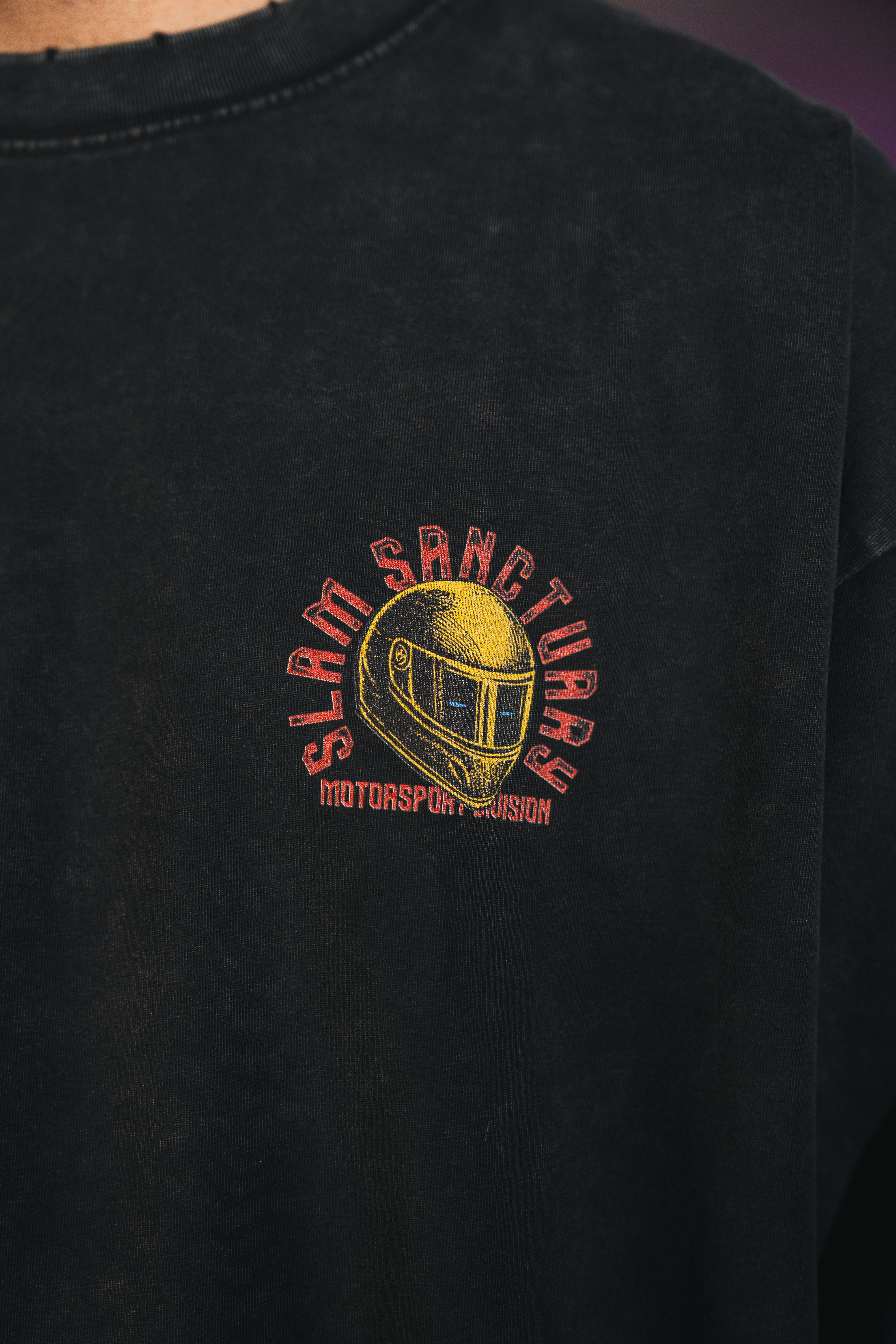 MOTORSPORT LONGSLEEVE T-SHIRT - WASHED GREY