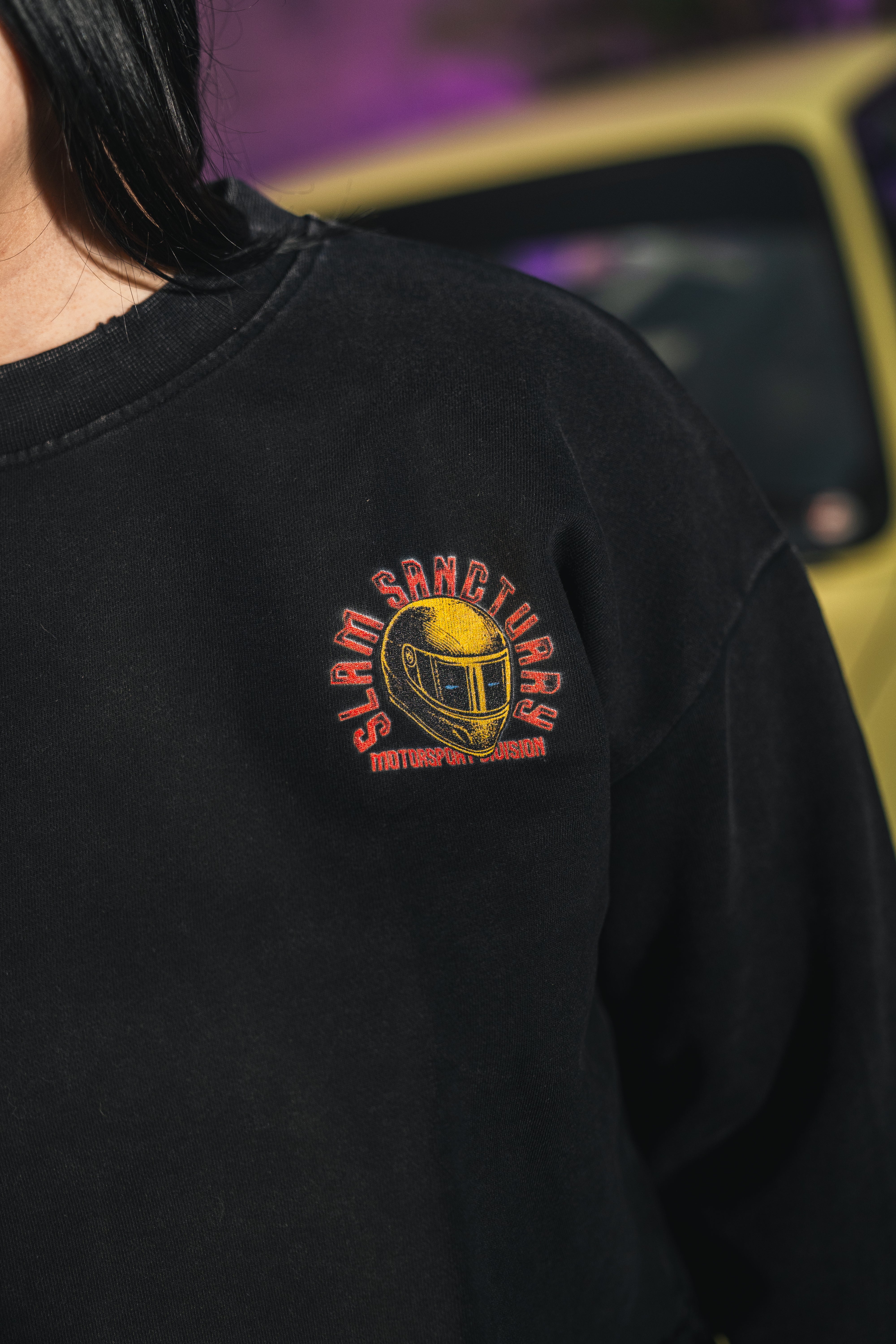 MOTORSPORT LONGSLEEVE CROP T-SHIRT - WASHED GREY