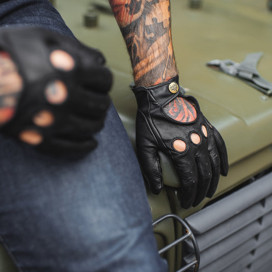 Nappa Leather Driving Gloves - BLACK