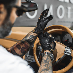Nappa Leather Driving Gloves - BLACK