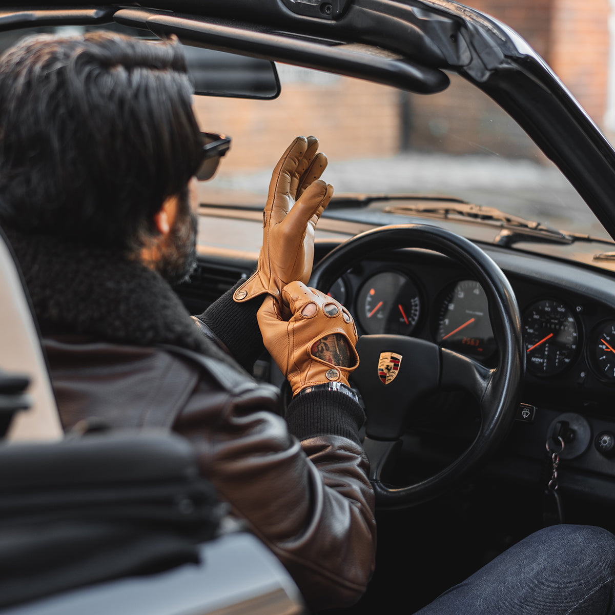 Nappa Leather Driving Gloves - TAN